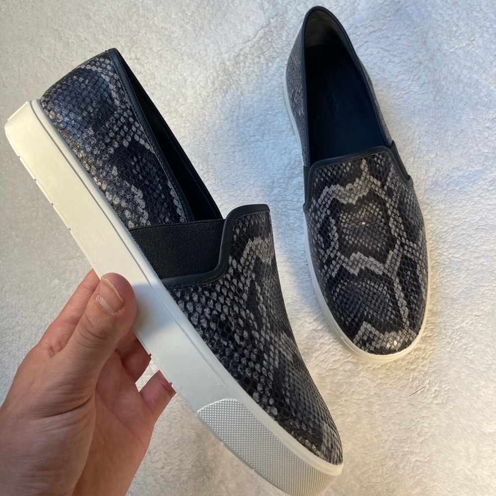 Vince Embossed Snakeskin Slip-ons